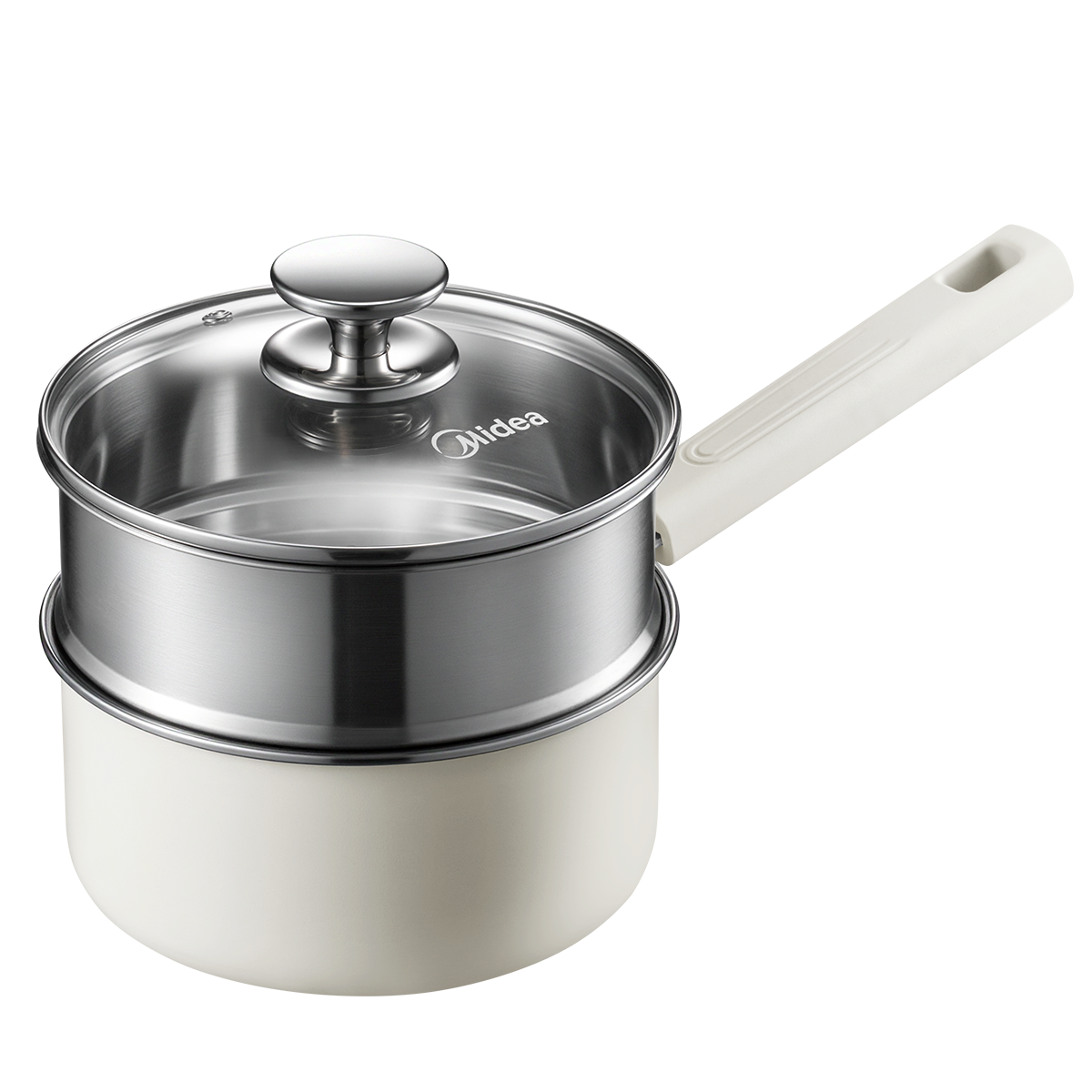 美的 电磁炉汤锅 2L容量 0氟钛陶不沾涂层 MC-NGC1810 啡箱 带蒸格