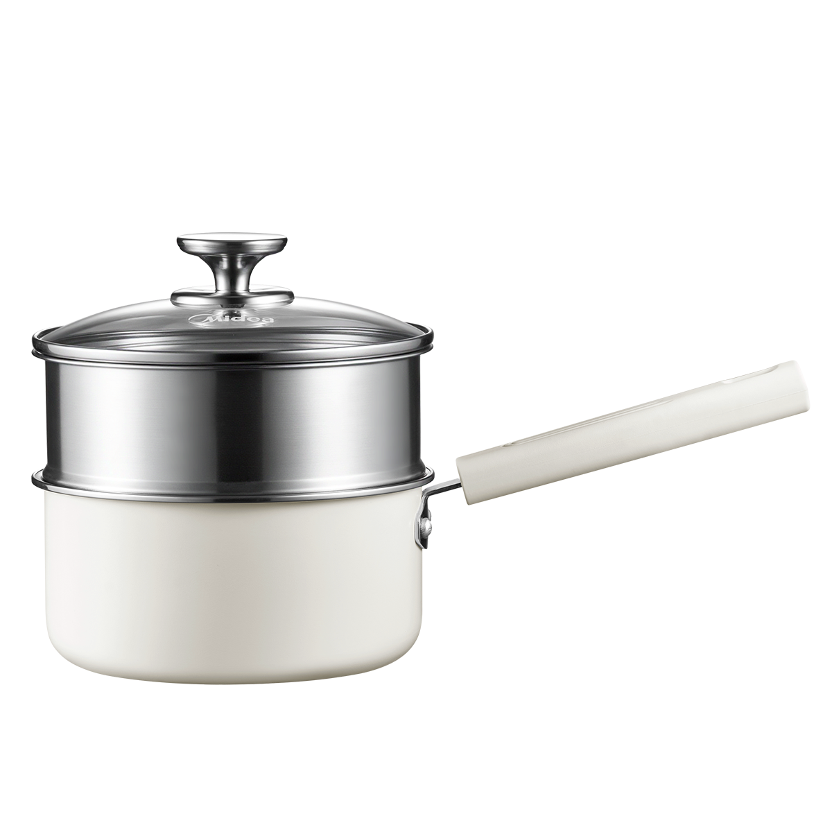 美的 电磁炉汤锅 2L容量 0氟钛陶不沾涂层 MC-NGC1810 啡箱 带蒸格