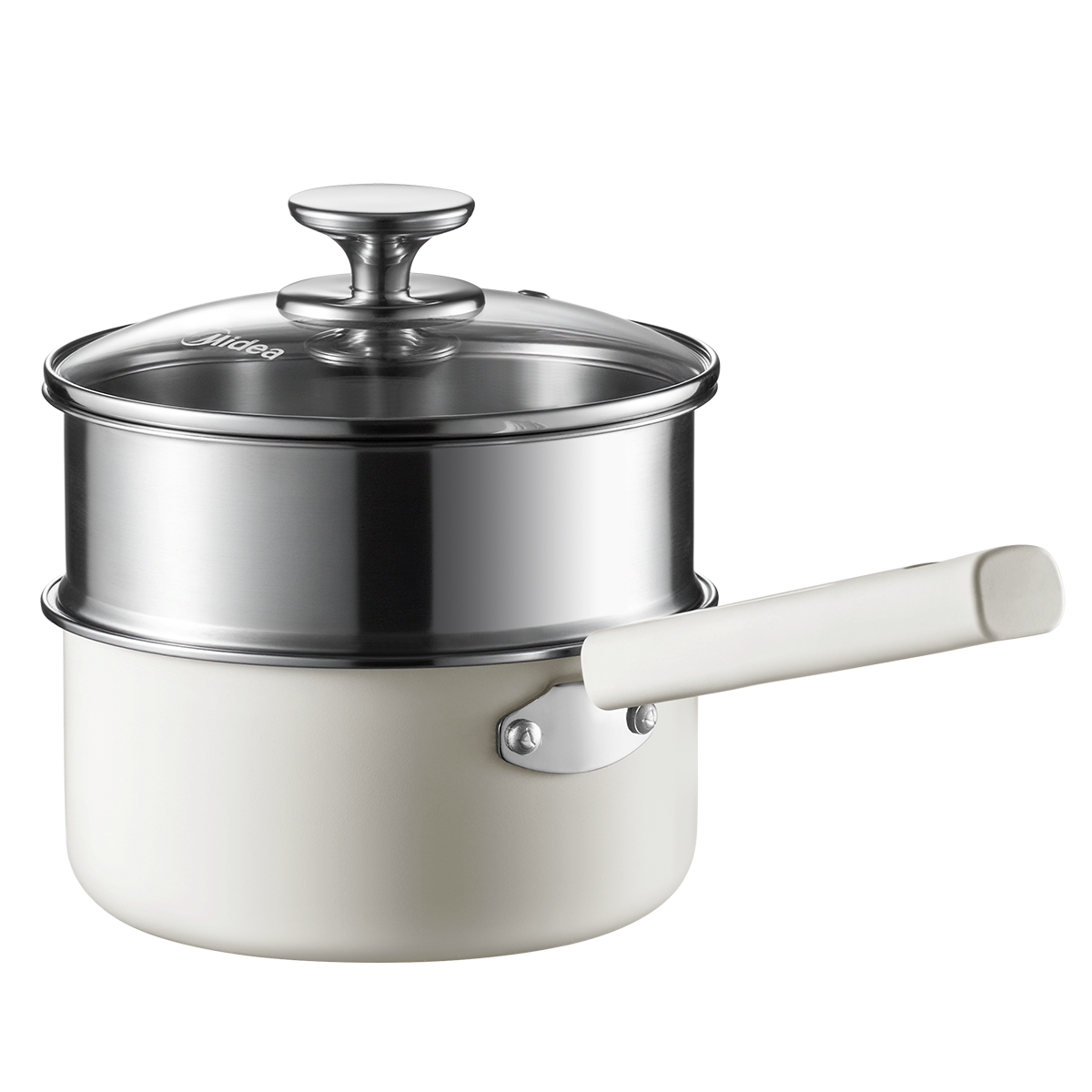 美的 电磁炉汤锅 2L容量 0氟钛陶不沾涂层 MC-NGC1810 啡箱 带蒸格