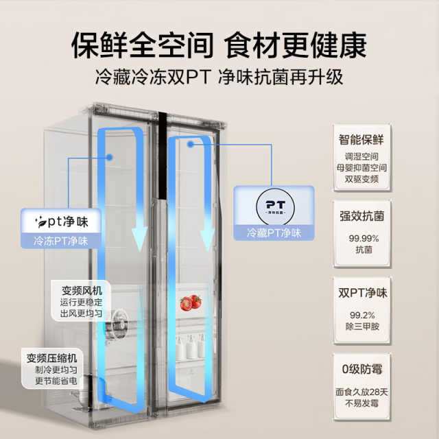 对开门冰箱 600升大容量 便携制冰盒  MR-630WKPZE