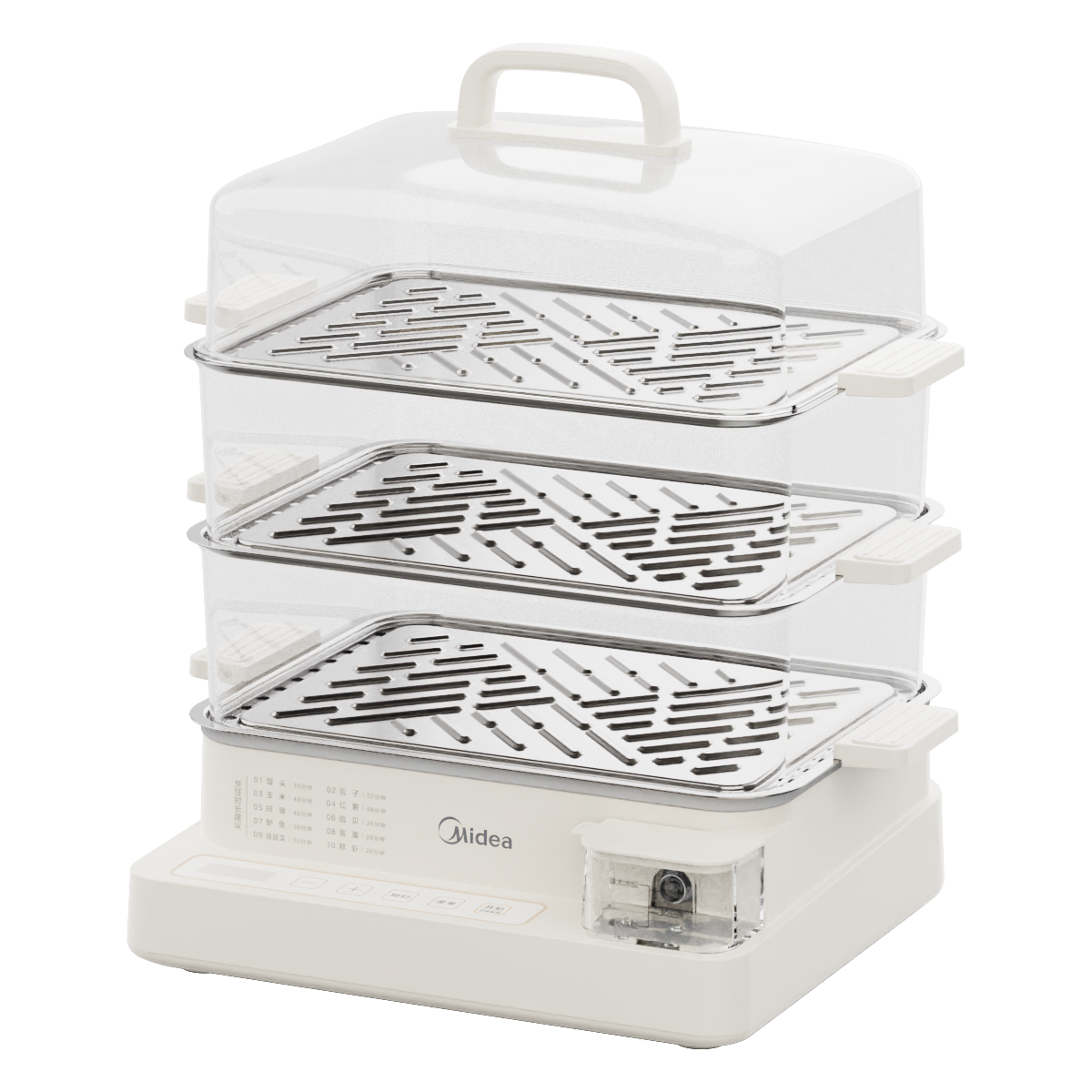 美的 电蒸锅 MZ-ZGC322301 22L三层大容量 透明视窗不锈钢