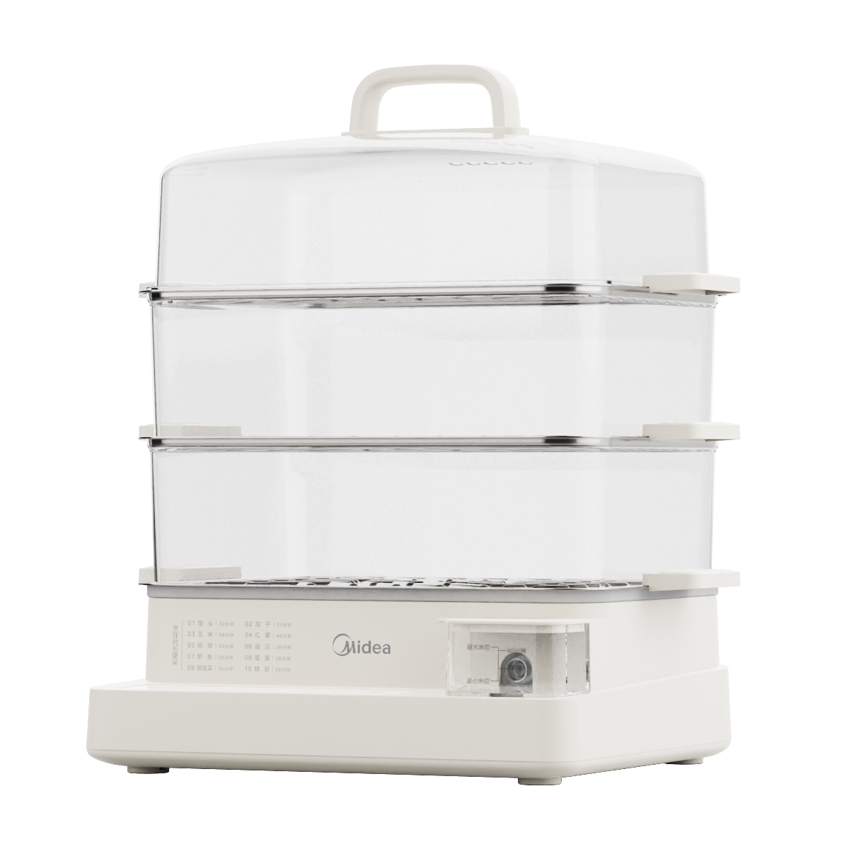 美的 电蒸锅 MZ-ZGC322301 22L三层大容量 透明视窗不锈钢