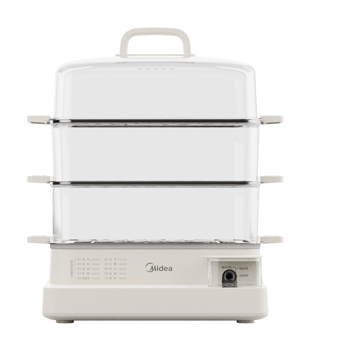 美的 电蒸锅 MZ-ZGC322301 22L三层大容量 透明视窗不锈钢