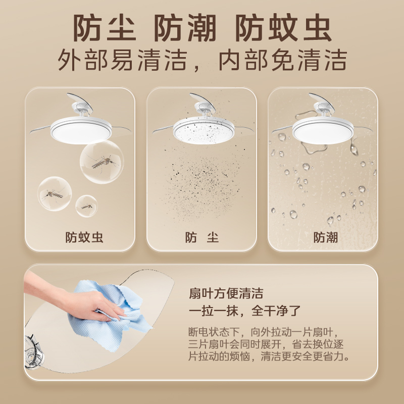 美的风扇灯吊扇灯 劲风-白色边框面罩 MFY-F6801