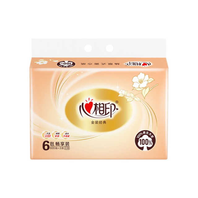 心相印 金装金典100抽三层塑装纸面巾6包/提