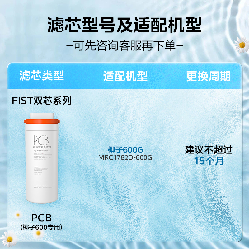 PCB滤芯-15个月换 净水机滤芯 椰子600G专用(MRC1782D-600G)